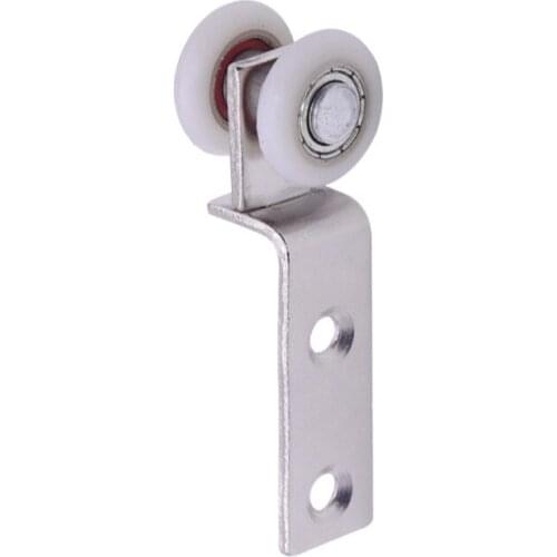 10Pcs Bend Pipe Metal Bearing Pulley Block with Two Plastic Wheel for Sliding Door Window Cabinet