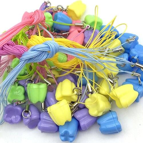 100 pcs/lot deciduous boxes, tooth shape, with a rope can be hung on the neck , storage deciduous Children Free shipping