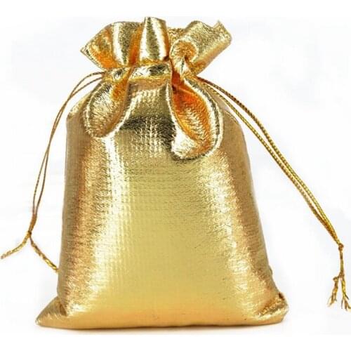 100Pcs Gold Foil Organza Bag Candy Gift Bags Christmas Decoration Wedding Party Favor Pouch Gift Packaging Bags Drawstring Pouch