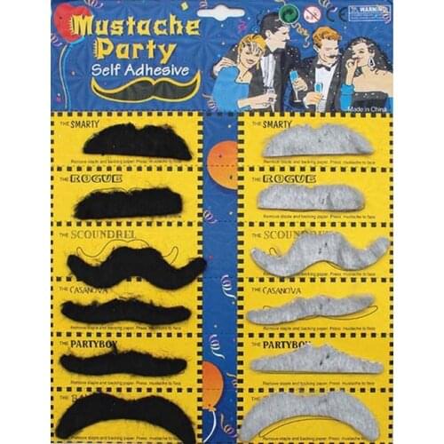 12Pcs/lot Fake Mustache Costume Party Halloween Moustache Funny Beard Whisker