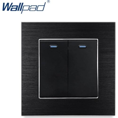 2 Gang 2 Way Switches Wallpad Luxury Wall Light Switch Satin Metal Panel Rocker Switches Interrupteur