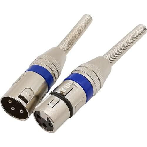 2Pcs 3 Pin XLR Connectors Male Female Microphone Mic Plug Audio Cable Socket KTV Adapter With A Long Spring Extension Cord