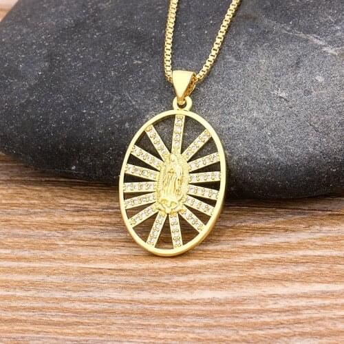 2020 Top Quality New Design Charm Copper Zircon Virgin Mary Pendant Necklace 10 Styles Women Men Religious Jewelry Party Gift