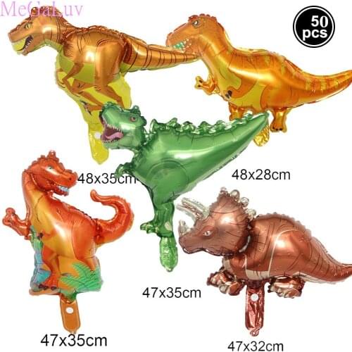 50Pcs Mini Dinosaur Foil Balloon Boys Animal Balloons Toy Childrens Birthday Party Jurassic Decorations