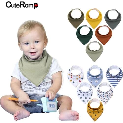 6Packs Cotton Baby Saliva Triangle Towel Boy Girl Bibs Infant Double Layers Bib Adjustable for 0-3 Years Through Certificated