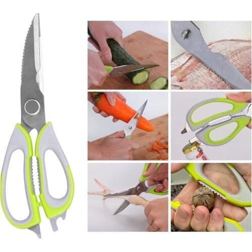 7 In 1 Kitchen Scissors Multifunctional Bottle Opener Bone Cutter Shear Scissors Peel Poultry Shear With Magnetic Storage Bag