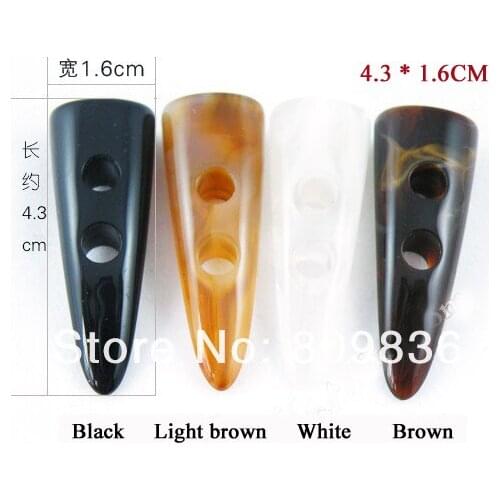 8pcs/lot Size:4.3x1.6cm Acrylic Horn Shape Buttons 2-Holes Button for Overcoat / Sweater Garments Accessories(KK-556)