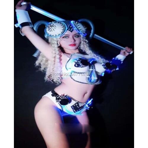 Bar LED Technology clothes Future Warrior Luminous Stage Nightclub DS Female Singer Opening Show Costume