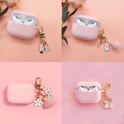 Cute Korean Rabbit Pink Silicone Cover for Apple AirPods Pro 3 Case Bluetooth Earphone Bag Wireless Headphone Headset Key Ring