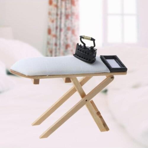 Scale 1: 12 Iron Ironing Board Doll House Furniture Miniature Bedroom Table Mini Dollhouse Decor Children Gift Toy BX0D