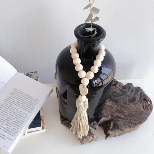 Wood Bead Garland with Tassels Farmhouse Home Decoration Wood Bead Room Decor