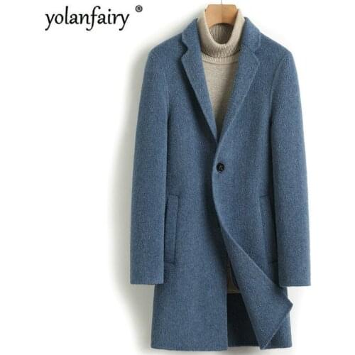 Double-sided Wool Coat Men Cashmere Long Jacket Men Korean Autumn Mens Overcoat Coats and Jackets Abrigo Hombre 2020 4432 J3589