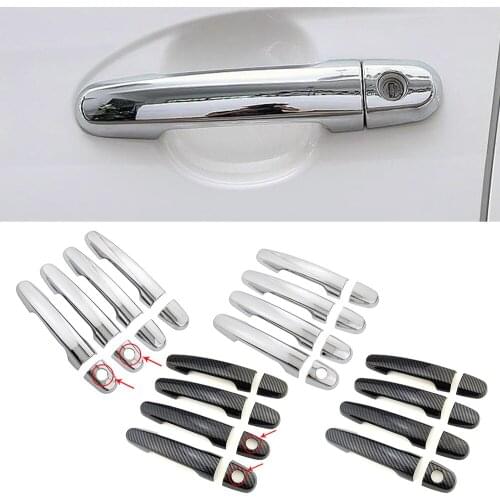 For Toyota Corolla Camry Highlander Hilux Prius Carbon Fiber Color Refit Chrome Door Handle Cover Trim Protection Sticker