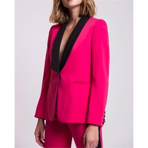 Custom Made 2 Piece Set (Jacket+Vest) Fuchsia Women Elegant Pants Suits Ladies Business Pant Suits Formal Office Suits