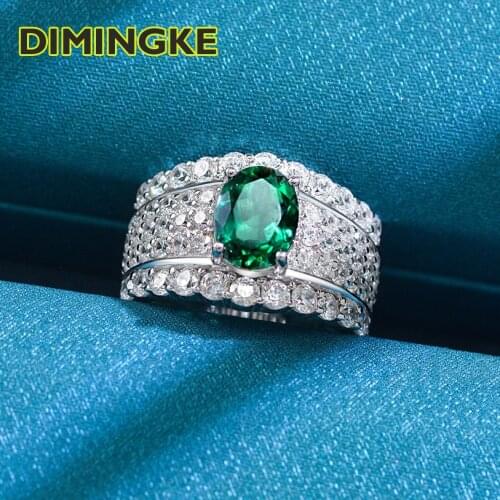 DIMINGE 7*9MM Emerald Super Flash Ring 100%-S925 Sterling Silver Womens Jewelry Party Anniversary Gift Wholesale