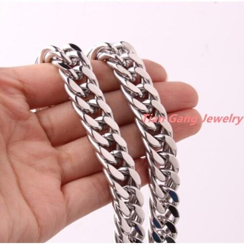 Customize Size 7-40" 14mm 316L Stainless Steel Silver Color Jewelry Curb Cuban Chain Mens Womens Necklace Or Bracelet Gift