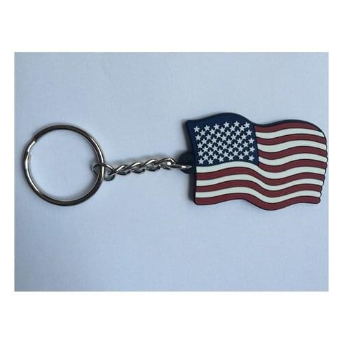 American Flag Customized Logo Rubber Design Keychain Tag Holder Promotional Gifts 100pcs/Lot