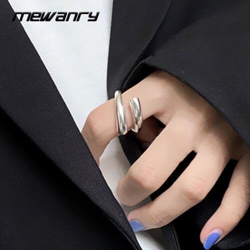 Mewanry 925 Sterling Silver Couples Cross Rings for Women Trend Elegant Vintage Minimalist Party Jewelry Birthday Gift Wholesale