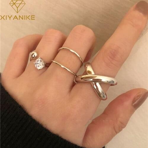 XIYANIKE Minimalist 925 Sterling Silver Opening Rings for Women Couple Fashion Simple Geometric Handmade Punk Jewelry Party Gift