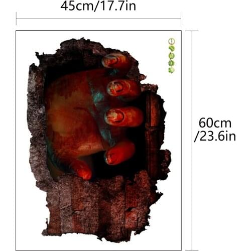 Broken Wall Palm Halloween Wall Stickers Glass Stickers Living Room Bedroom Decoration Wallpaper Self-Adhesive