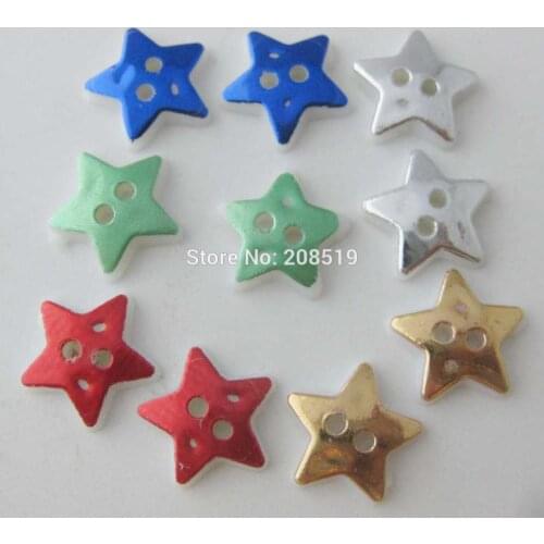 NBNLNO 1/2" Star buttons for craft scrapbooking 120 pieces Gold/silver etc plastic buttons