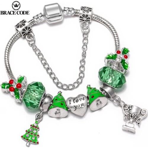 2019 New Christmas DIY Christmas Tree I Love You english Alphabet Ms. Childrens Christmas Gift Fine Bracelet Snake Chain