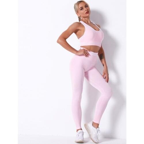 New Tights Two Piece Scrunch Butt High Waist Athletic Wear Running Suit Yoga Sets Fitness Women