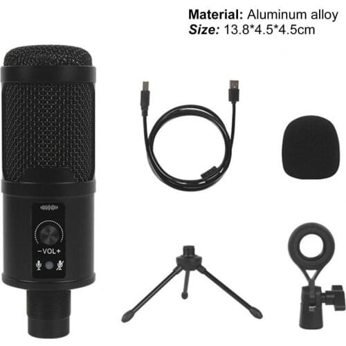 Professional Condenser Microphone Handheld Aluminum Alloy Podcasting Recording Microphone for Laptop Computer Accessories