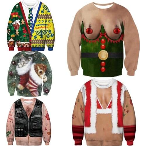 Christmas 2020 new printing round neck pullover sweater men and women lovers Ugly Christmas Sweater Autumn Winter Blouses