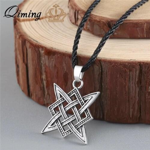 QIMING Slavic Norway Valknut Viking Svarog Square Pendant Star Rus Amulet Pendant Ancient Slavic Talisman Pendant Jewelry Pagan