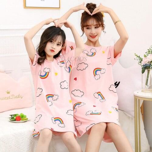 Rainbow Kids Pajamas Summer Girls Sleepwear Childrens Sleepwear Cartoon Nightwear 2-12Y Singular Nightgowns Pajamas For Girls