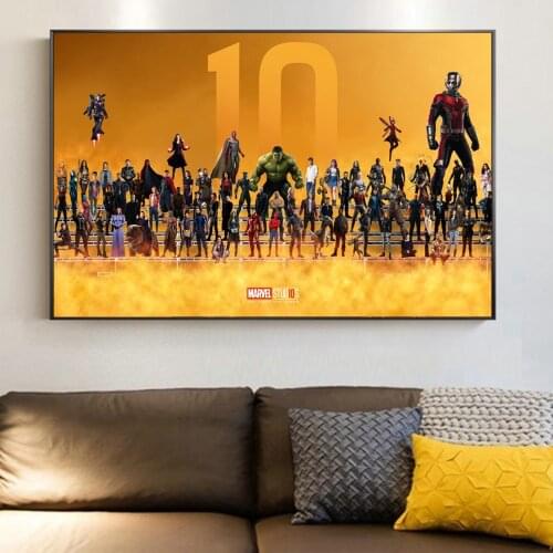 Marvel Avengers Anniversary All Superheroes Group Canvas Painting Posters and Prints Wall Art Picture for Living Room Home Decor