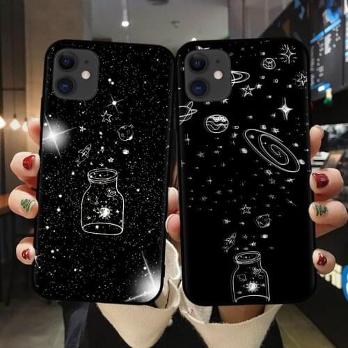 Outer Space Planet Stars Moon Spaceship Soft Matte Silicone Cover Case Fundas For iPhone 11 Pro 6 6S 8 8Plus X 7 7Plus XS Max