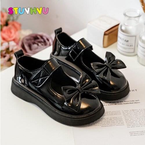 Patent Leather Children Shoes Girls Student School Shoes Soft-soled Spring and Autumn 2021 New Kids Casual Shoe Flats Black Pink