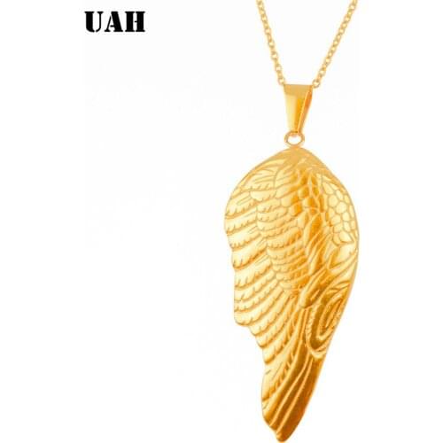 UAH Simple Classic pendant Necklace Feather Necklace Long Sweater Chain Statement Jewelry choker Necklace for Women Wing Chocker