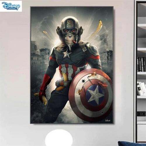 Animal Monkey Marvel Captain America Canvas Posters Painting Action Movie Superhero Characters Wall Art Kids Living Room Decor