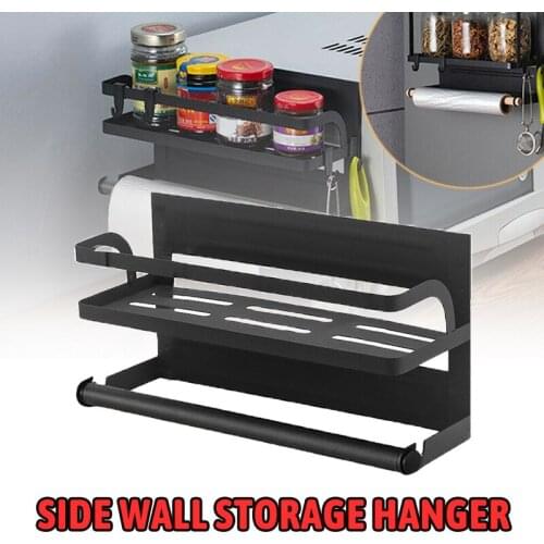 1 Tier Fridge Side Shelf Spice Storage Rack Magnetic Rack Stand Decorative Metal Shelves Home Kitchen Bathroom Organizer