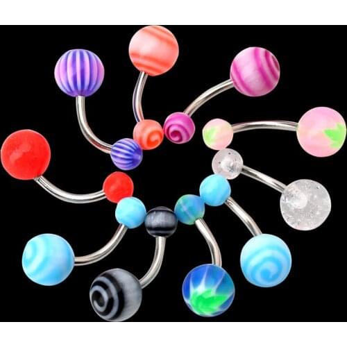 100Pcs/Set Body Piercing Jewelry Tongue Belly Lip Eyebrow Nose Barbell Ear Rings R58E