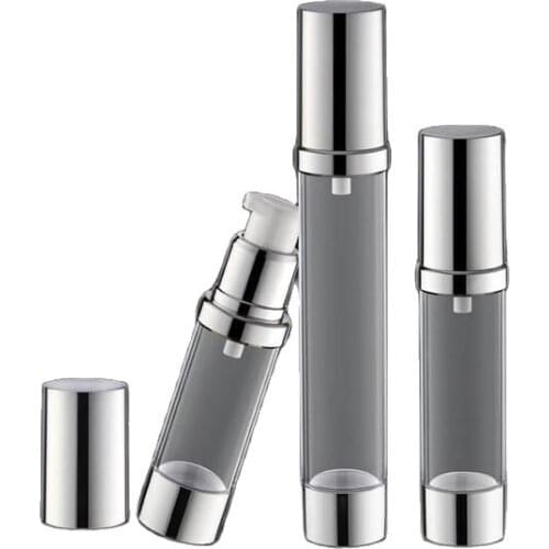 15ml frosted airless bottle with UV silver pump and bottom silver lid lotion bottle used for Cosmetic Container