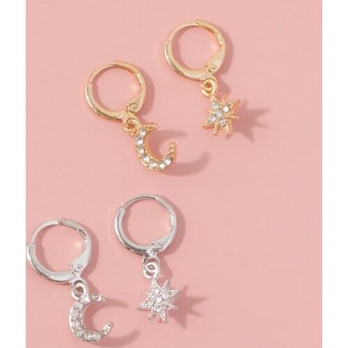 2020 Wholesale Fashion Classic Geometric Earrings Asymmetric Earrings Star Moon Female Korean Jewelry for Woman Gift