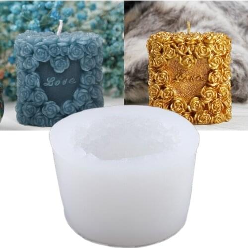 3D Rose Lovely Candle Mold Wedding Silicone Candle Mould Decorating Silicone Molds for Soap Candle Scented Wax Gypsum Resin Craf