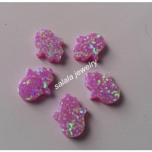50pcs/lot 11X13MM OP10 Pink Hamsa Opal , Free Shipping Synthetic Fire Hand & Hamsa Opal , Fire Opal Hamsa Stone