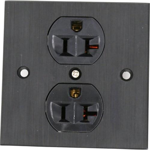 Black 86mm*86mm one piece US AC power-Receptacles wall outlet audio grade copper made socket Duplex Plate