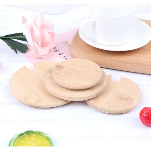 Wooden Lid Bottle Bamboo Cover Customized Rubber Seasoning Sealed Wholesale Various Sizes Bamboo Cup Coffee Mug Jar Glass Cans