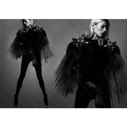 Handmade Mesh epaulette Oversized shoulder brooch epaulet/epaulettes spikes/escapulario blazer accessories Host decoration