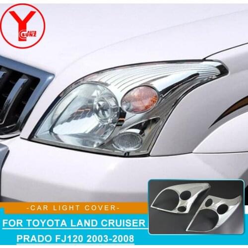 Chromium Styling Head Light Cover For Toyota Land Cruiser Prado Fj120 2003 2004 2005 2006 2007 2008 Front Lamp Hood YCSUNZ
