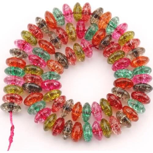 Rondelle Colorful Tourmaline Quartz Natural Cracked Crystal Spacer Beads For Jewelry Making Diy Bracelet Necklace 15" 6 8 10mm