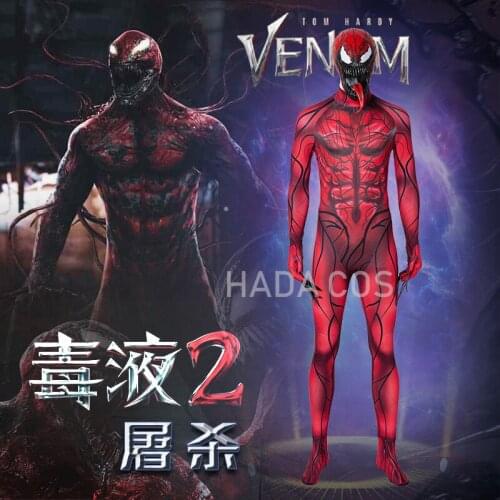 Venom2: Let There Be Carnage Movie 2021 Symbiote Cosplay Costume Zentai Unisex Bodysuit Carnage 3D Printed One-Piece Jumpsuits