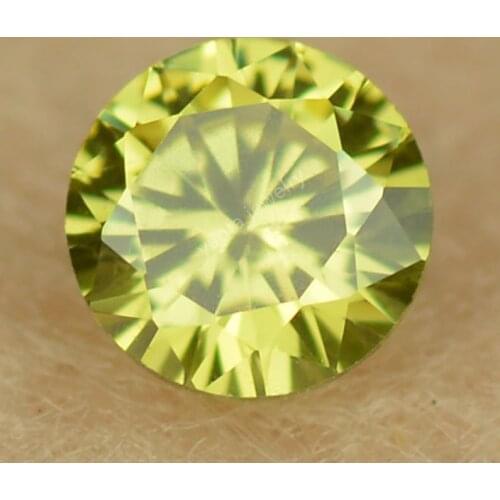 5A Quality 3~20mm Round Brilliant Shape Olive Yellow Color Loose CZ Stone Synthetic Cubic Zirconia Gems For Jewelry