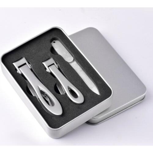 3PCS/SET Nail Clippers Stainless Steel Nail Cutter Toenail Nail File Manicure Trimmer Toenail Clippers for Thick Nails With Box